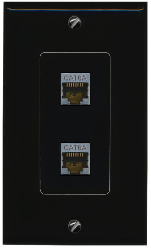 RiteAV 2 CAT6A Wall Plate Decorative [Black]