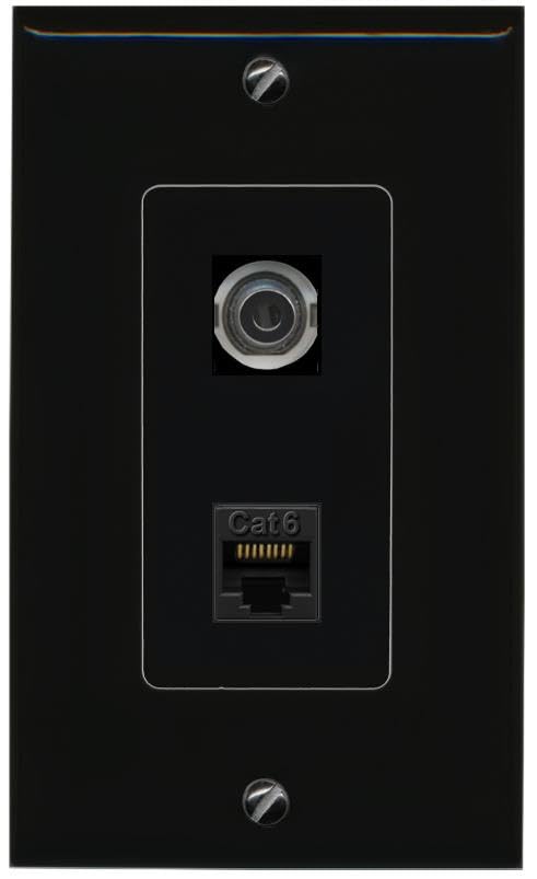 RiteAV 3.5mm CAT6 Wall Plate Decorative [Black]