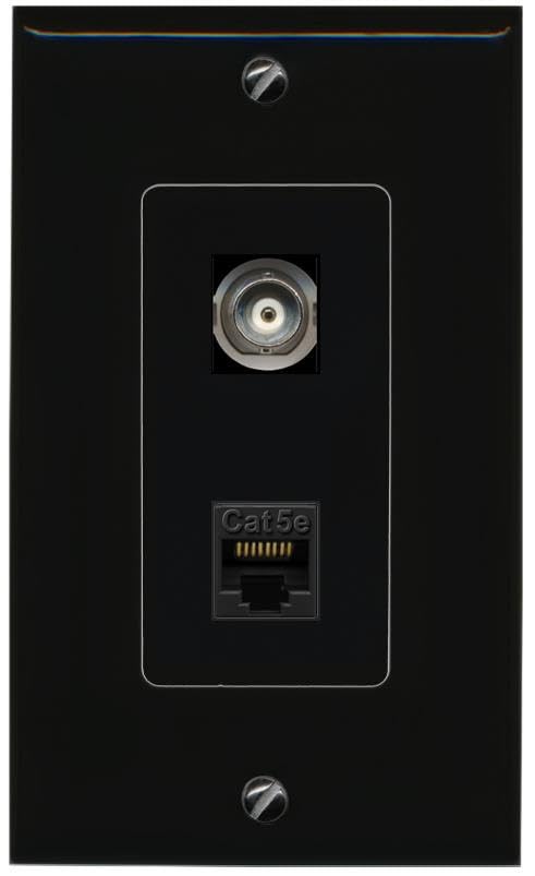 RiteAV BNC CAT5E Wall Plate Decorative [Black]