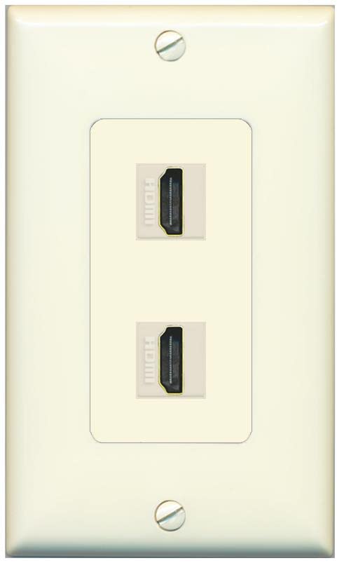 RiteAV Custom HDMI Wall Plate 2 Port - 1 Gang [Light-Almond]