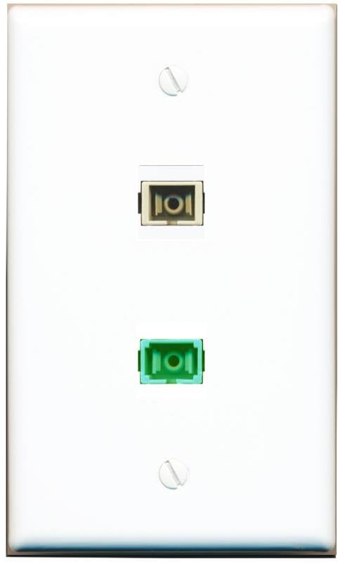 RiteAV 1 Port SC/APC Singlemode Simplex SC MM Singlemode Simplex Flat Wall Plate White