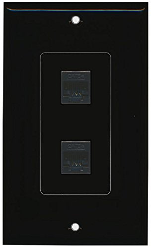 RiteAV (1 Gang Decorative 2 Cat5e Black Wall Plate Black