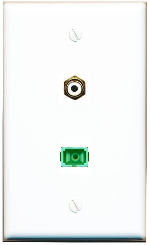 RiteAV 1 Port RCA WHITE SC/APC Singlemode Simplex Flat Wall Plate White