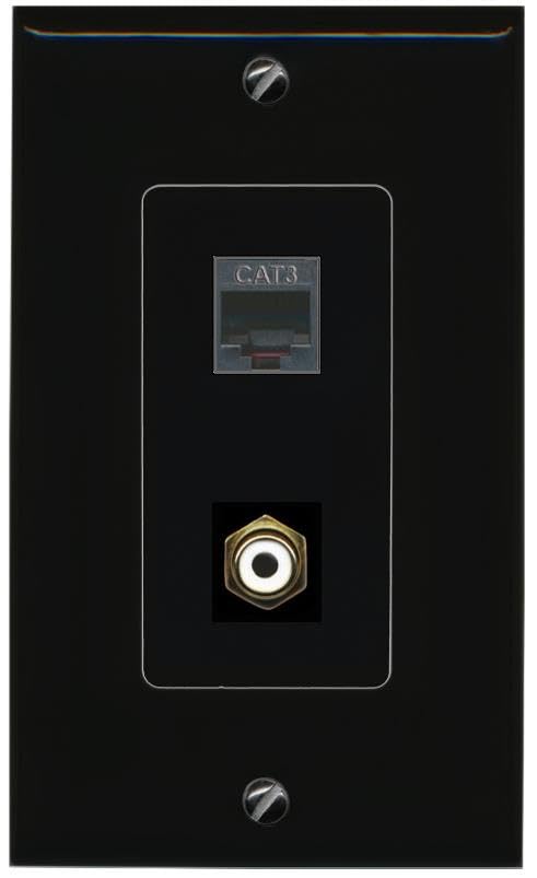 RiteAV Phone RCA-White Wall Plate Decorative [Black]