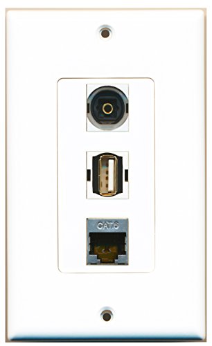 RiteAV 1 Port USB A-A 1 Port Shielded Cat6 Ethernet 1 Port Toslink Wall Plate OVERSIZED