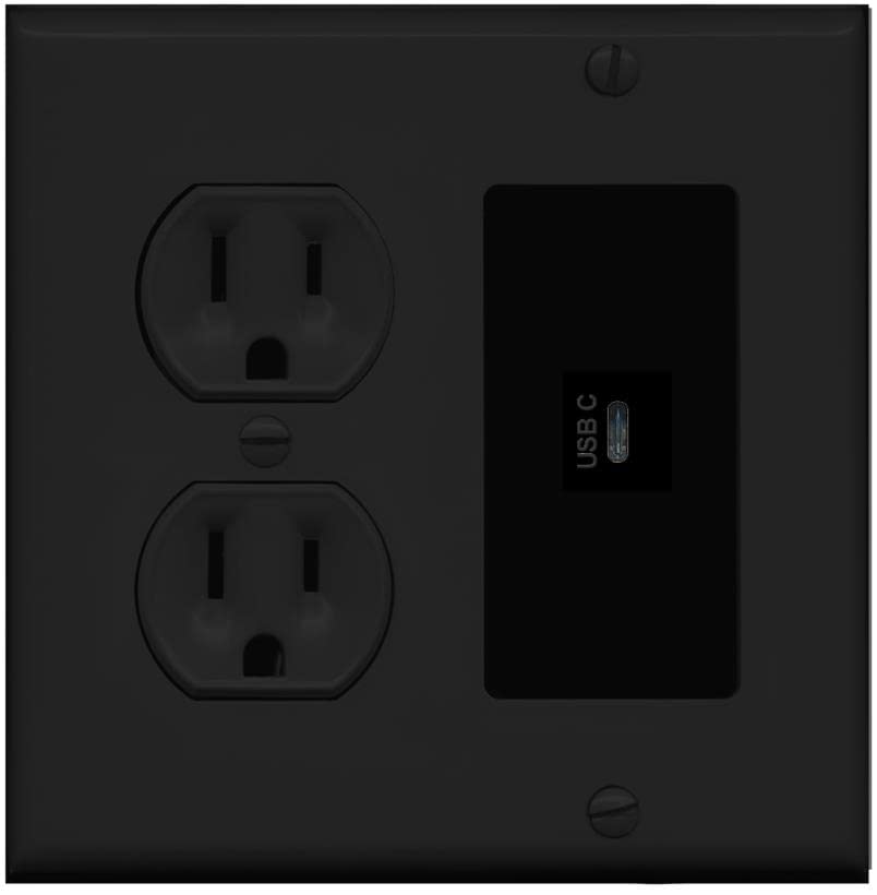 RiteAV USBC Wall Plate - Round Outlet [Black/Black]