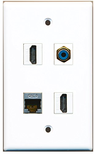 RiteAV - 2 Port HDMI 1 Port RCA Blue 1 Port Shielded Cat6 Ethernet Wall Plate