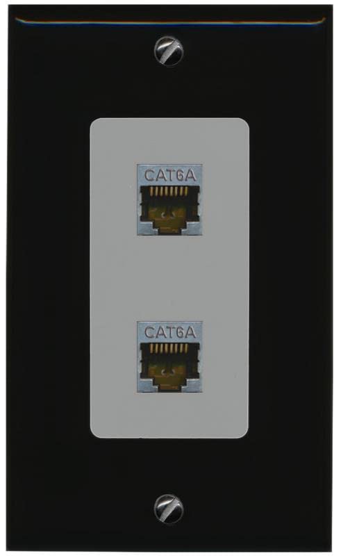 RiteAV 2 Port Cat6A Wall Plate - 1 Gang [Black/Gray]
