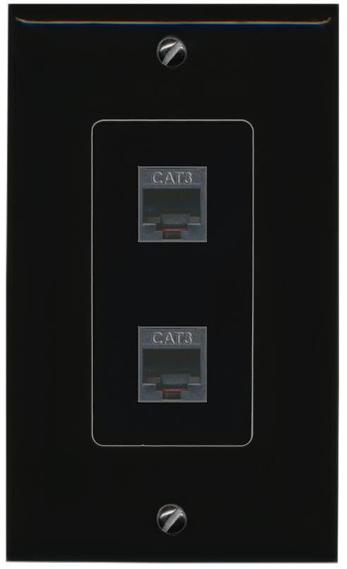 RiteAV 2 Phone Wall Plate Decorative [Black]