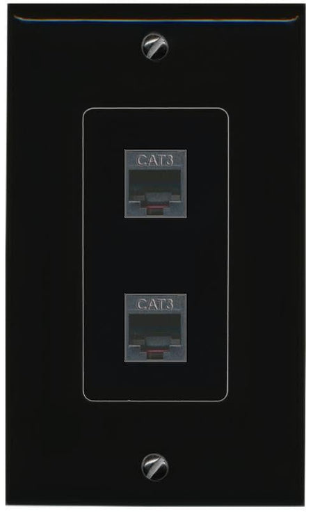 RiteAV 2 Phone Wall Plate Decorative [Black]
