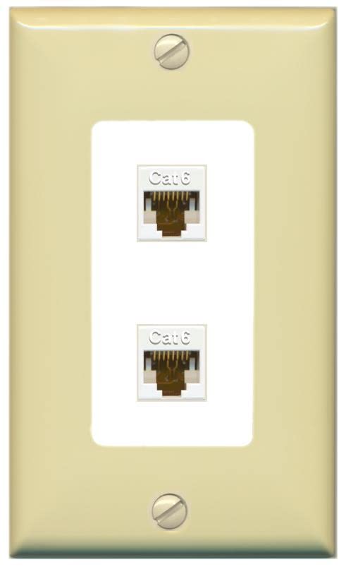 RiteAV 2 Port Cat6 Ethernet Wall Plate - 1 Gang [Ivory/White]