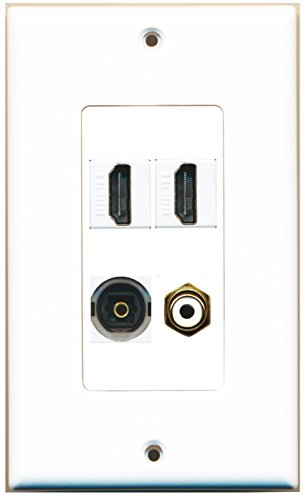 RiteAV 2 Port HDMI 1 Port RCA White 1 Port Toslink Wall Plate OVERSIZED