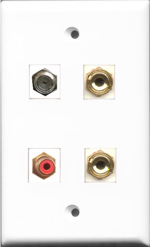 RiteAV 1 Port RCA Red and 1 Port Coax Cable TV- F-Type 2 Port Banana Speaker Wall Plate