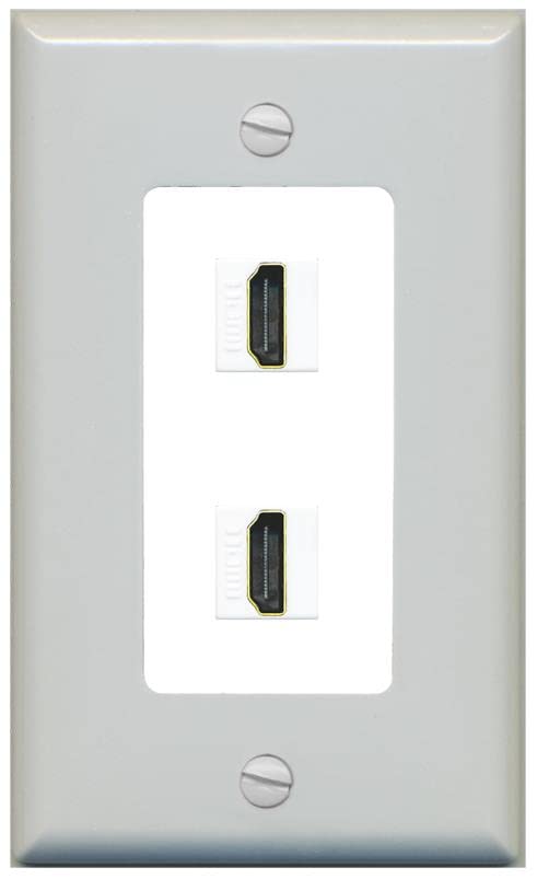 RiteAV Custom HDMI Wall Plate 2 Port - 1 Gang [Gray/White]