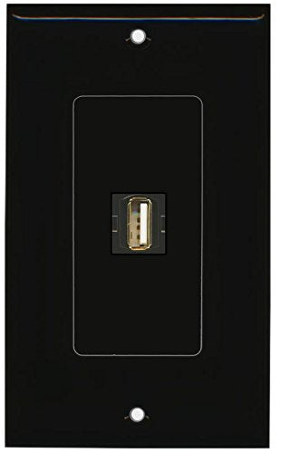 RiteAV USB A-A (Black) Wall Plate 1 Gang Decorative Black