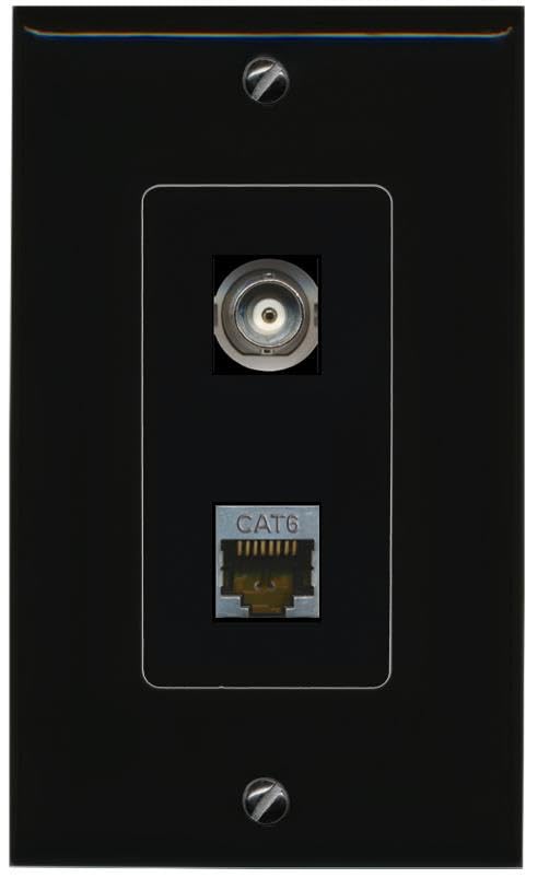 RiteAV BNC CAT6-SHIELDED Wall Plate Decorative [Black]