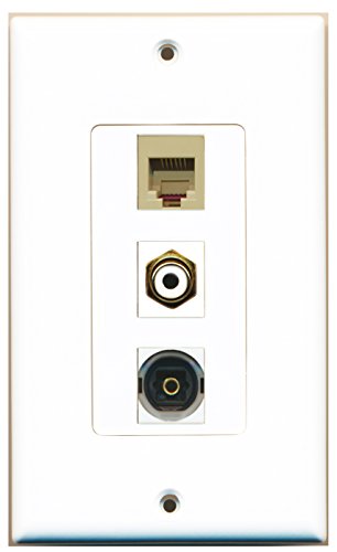 RiteAV 1 Port RCA White 1 Port Phone RJ11 RJ12 Beige 1 Port Toslink Wall Plate OVERSIZED