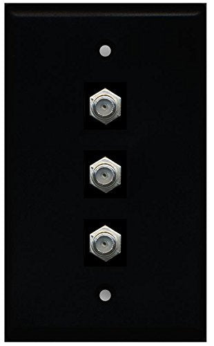 RiteAV (1 Gang Flat 3 Coax Black Wall Plate Black