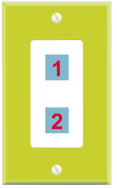 RiteAV Custom Wall Plate 2 Port - 1 Gang Decorative [Lime/White]