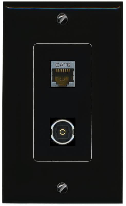 RiteAV CAT6-SHIELDED TOSLINK Wall Plate Decorative [Black]
