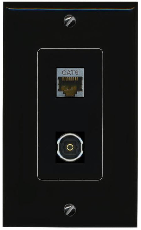 RiteAV CAT6-SHIELDED TOSLINK Wall Plate Decorative [Black]