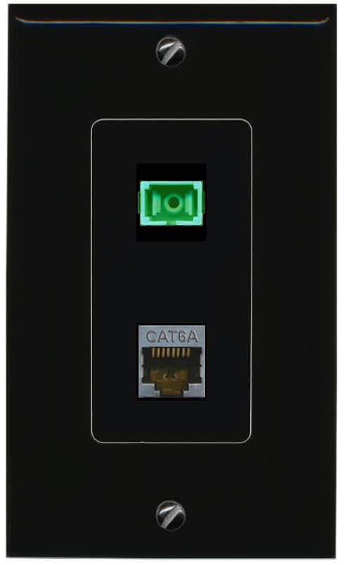 RiteAV CAT6A SC-APC-SX Wall Plate Decorative [Black]