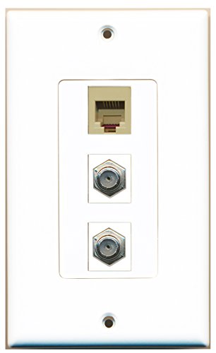 RiteAV 2 Port Coax Cable TV- F-Type 1 Port Phone RJ11 RJ12 Beige Wall Plate OVERSIZED