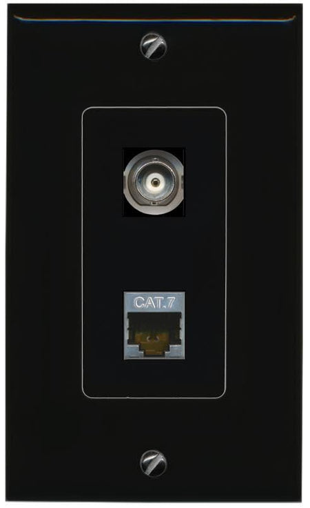 RiteAV BNC CAT7 Wall Plate Decorative [Black]