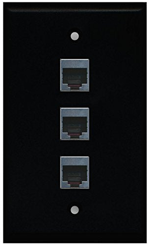 RiteAV (1 Gang Flat 3 Port Cat5e Shielded Wall Plate Black