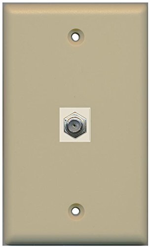 RiteAV - 1 Port Coax Cable TV- F-Type Ivory Wall Plate - Bracket Included