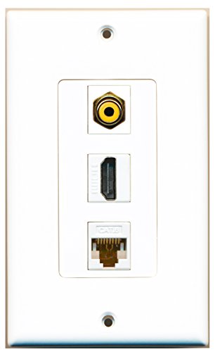 RiteAV 1 Port HDMI 1 Port RCA Yellow 1 Port Cat6 Ethernet White Wall Plate OVERSIZED