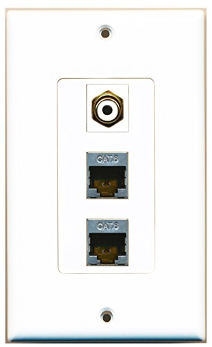 RiteAV 1 Port RCA White 2 Port Shielded Cat6 Ethernet Wall Plate OVERSIZED