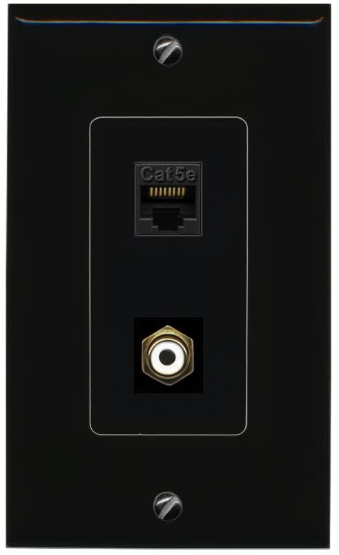 RiteAV CAT5E RCA-White Wall Plate Decorative [Black]