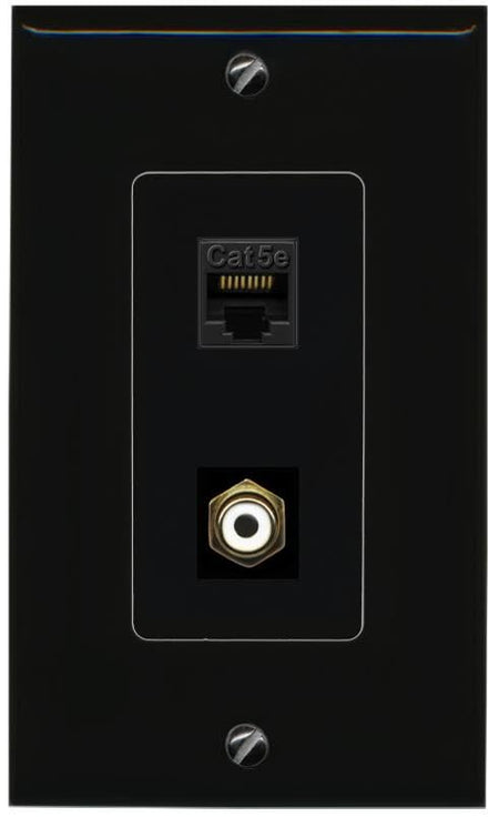 RiteAV CAT5E RCA-White Wall Plate Decorative [Black]