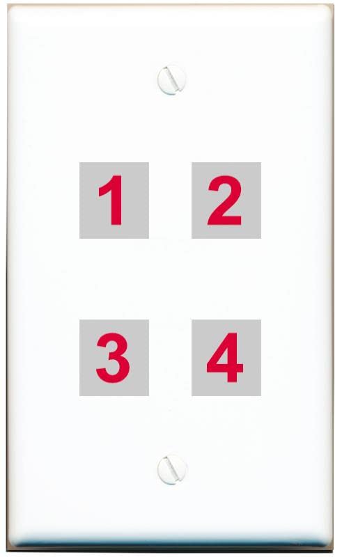 RiteAV Custom 4 Port Custom Wall Plate - Flat [White/White]