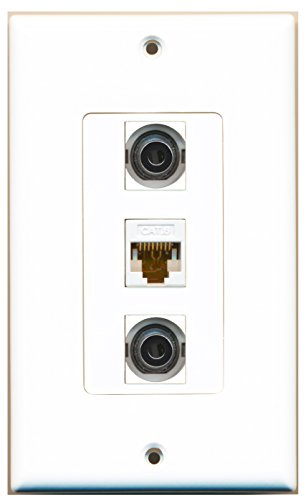 RiteAV 2 Port 3.5mm 1 Port Cat6 Ethernet White Wall Plate OVERSIZED