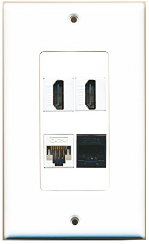 RiteAV 2 HDMI and 2 Cat5e (White and Black) Ethernet Ports Wall Plate