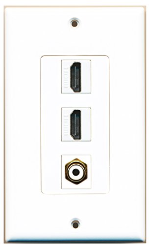 RiteAV 2 Port HDMI 1 Port RCA White Wall Plate OVERSIZED