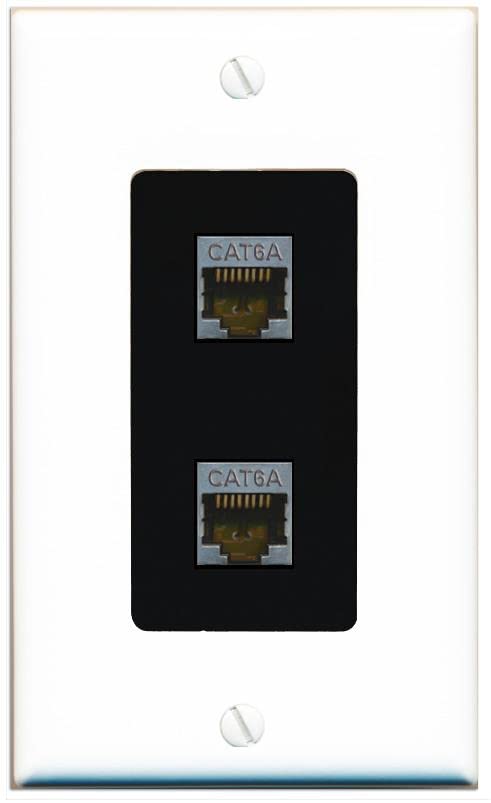 RiteAV 2 Port Cat6A Wall Plate - 1 Gang [White/Black]