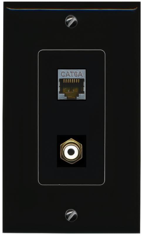 RiteAV CAT6A RCA-White Wall Plate Decorative [Black]