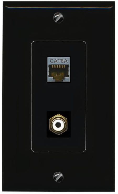 RiteAV CAT6A RCA-White Wall Plate Decorative [Black]
