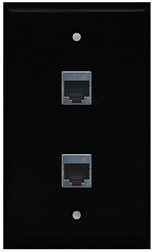 RiteAV (1 Gang Flat 2 Port Cat5e Shielded Wall Plate Black