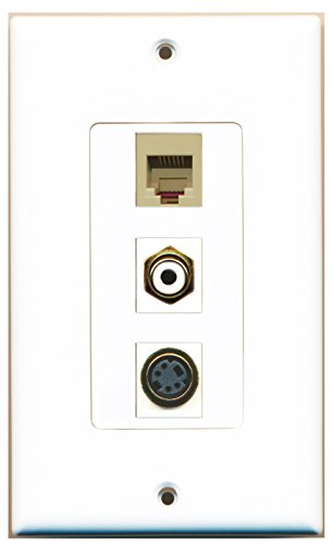 RiteAV 1 Port RCA White 1 Port Phone RJ11 RJ12 Beige 1 Port S-Video Wall Plate OVERSIZED