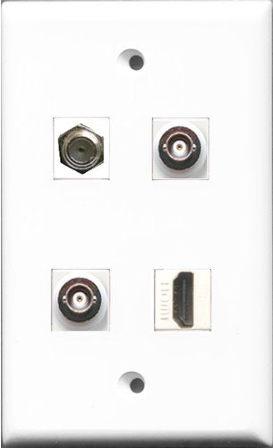 RiteAV 1 Port HDMI and 1 Port Coax Cable TV- F-Type 2 Port BNC Wall Plate