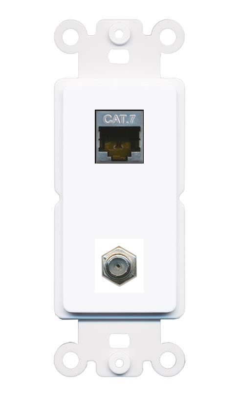 RiteAV Coax and Cat7 Wall Plate - Rocker [White/White]