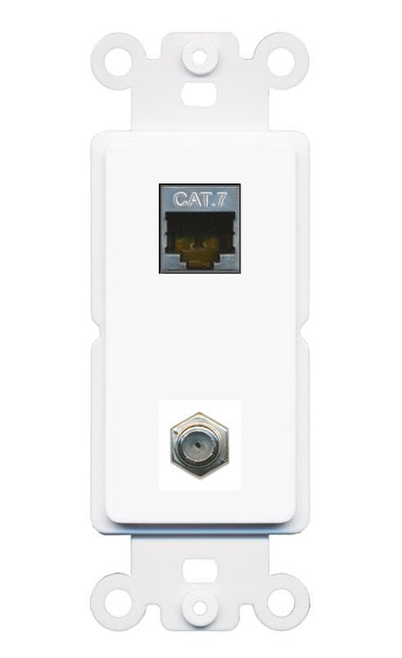 RiteAV Coax and Cat7 Wall Plate - Rocker [White/White]