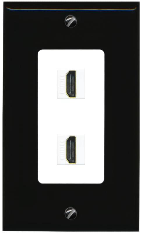 RiteAV Custom HDMI Wall Plate 2 Port - 1 Gang [Black/White]