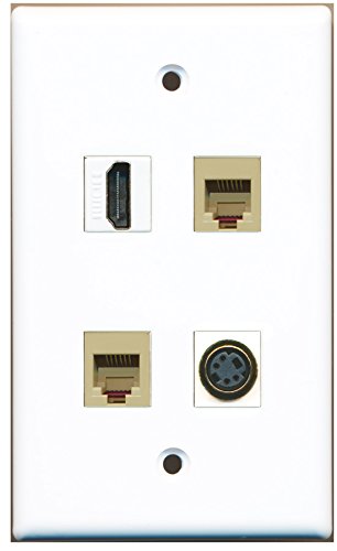 RiteAV - 1 Port HDMI 2 Port Phone RJ11 RJ12 Beige 1 Port S-Video Wall Plate
