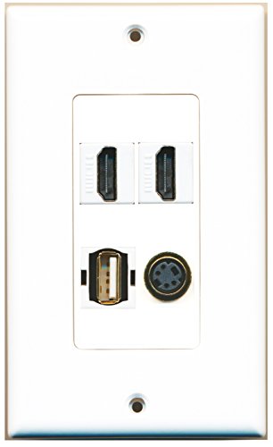 RiteAV 2 Port HDMI 1 Port USB A-A 1 Port S-Video Wall Plate OVERSIZED