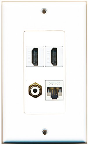 RiteAV 2 Port HDMI 1 Port RCA White 1 Port Cat5e Ethernet White Wall Plate OVERSIZED